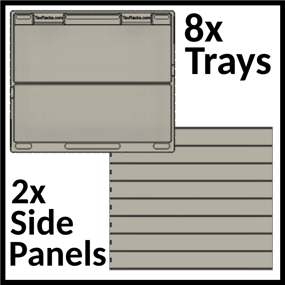 8 IKEA® shelf compatible trays, 2 compartments each, for carded Hot Wheels® (Main line and Premium)