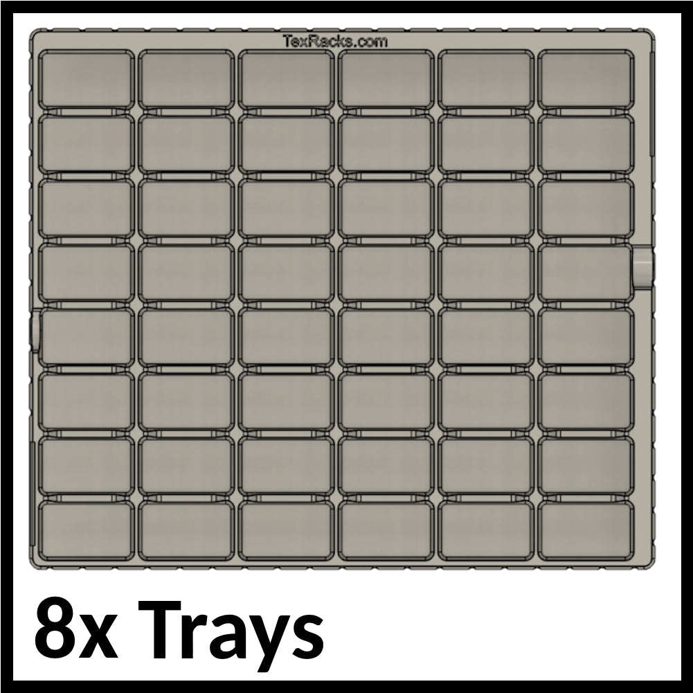 8 stackable trays with 48 compartments each, for LEGO® Minifigures and many other small collectibles