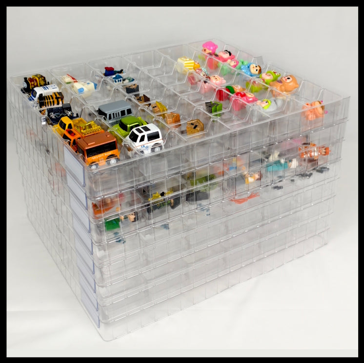 8 stackable trays with 48 compartments each, for LEGO® Minifigures and many other small collectibles