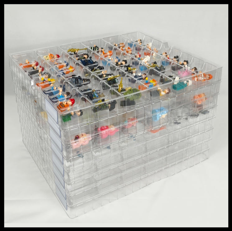 8 stackable trays with 48 compartments each, for LEGO® Minifigures and many other small collectibles