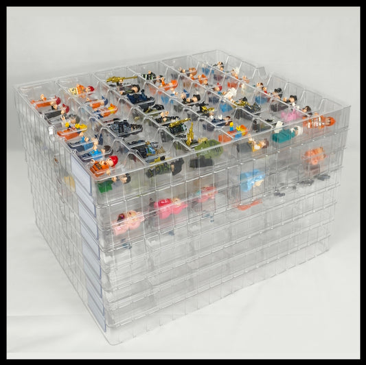 8 stackable trays with 48 compartments each, for LEGO® Minifigures and many other small collectibles