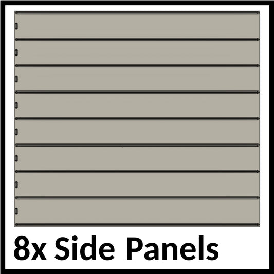 Extension Set. 8 IKEA® shelf compatible side panels to use TexRacks trays with IKEA® Kallax